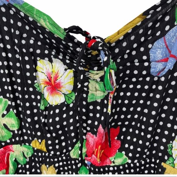 ASOS Design Black Floral Print polka Dot Jumpsuit - Picture 6 of 9